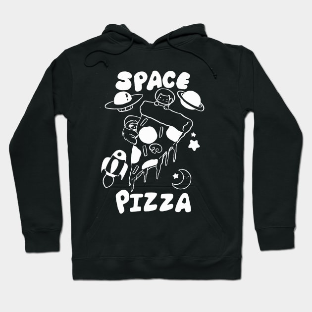 Space Pizza White Line Hoodie by saradaboru